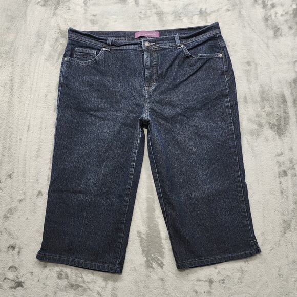 Gloria Vanderbilt Jeans Womens 18W Blue Dark Wash Stretch Denim High Rise Capri - Picture 1 of 10